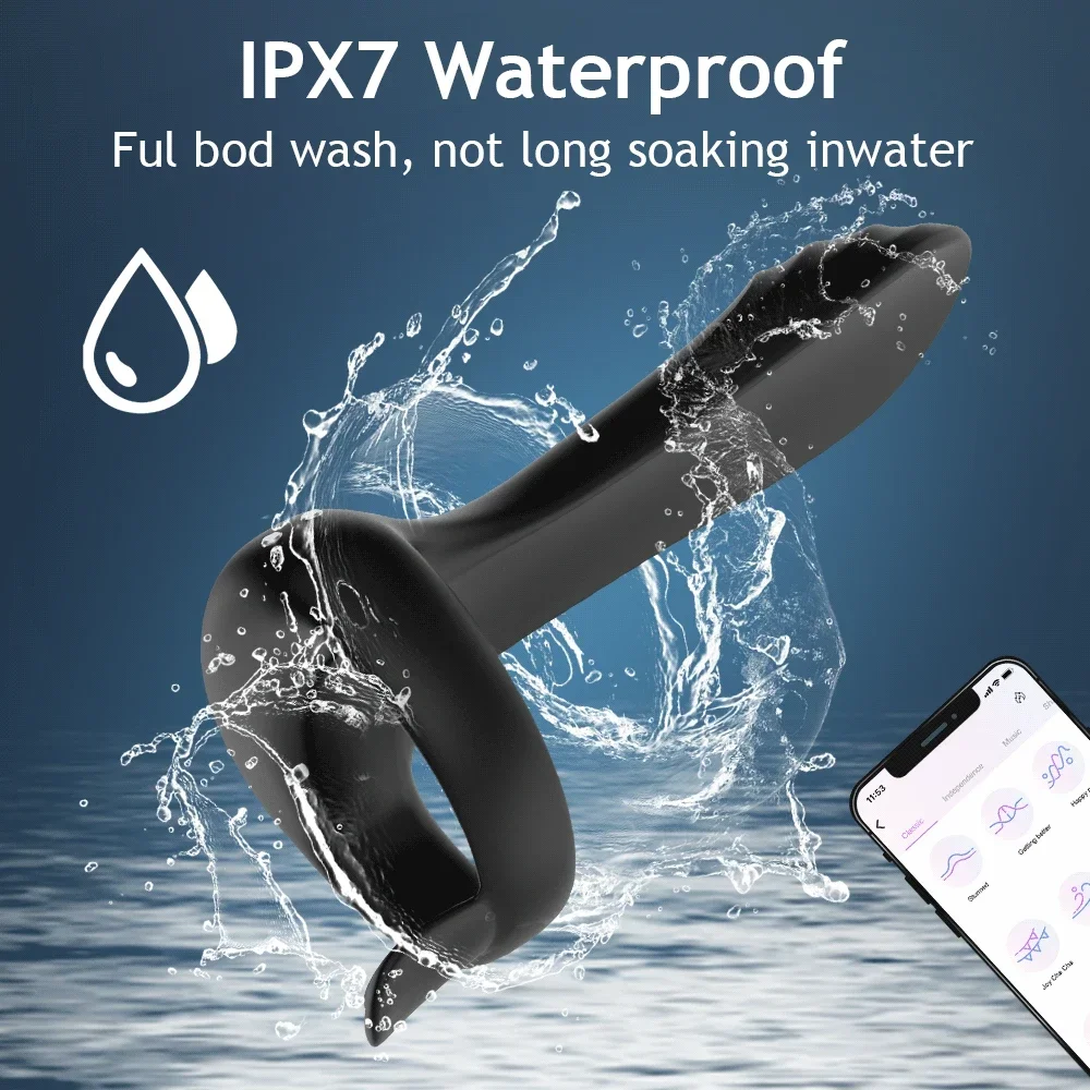 هزاز لاسلكي تدليك البروستاتا حلقة القضيب ذكر تأخير القذف G-بقعة البظر محفز لعبة الجنس الكبار زوجين #5