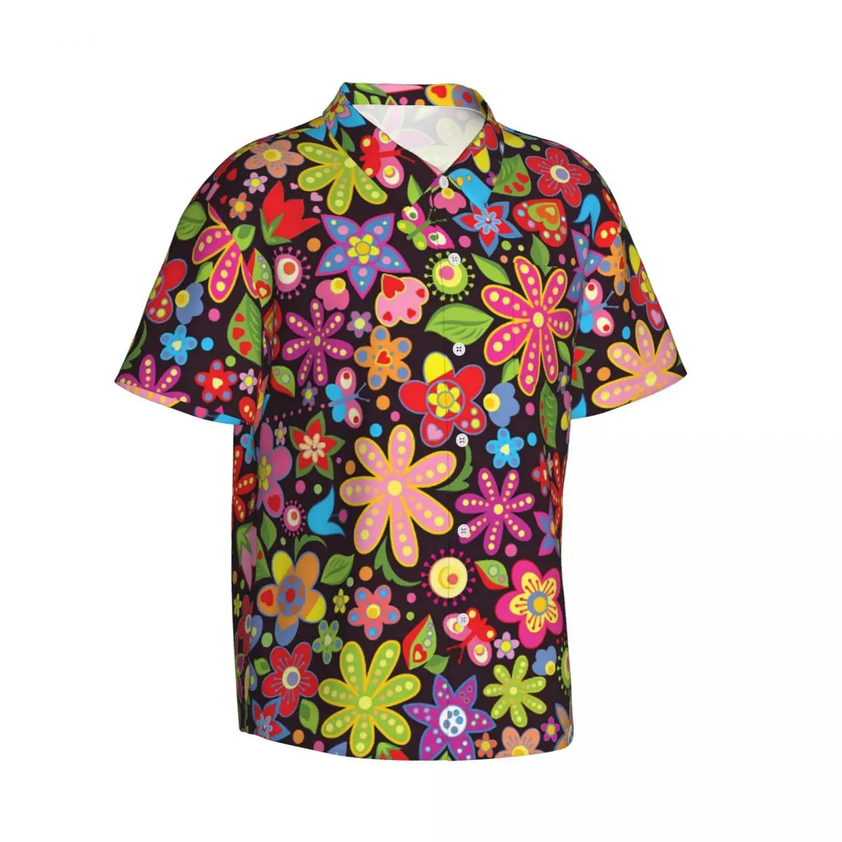 Flower Power Casual Shirt Hippie Floral Petals Vintage Summer Shirts Man Short Sleeve Beach Harajuku Design Oversize Blouses