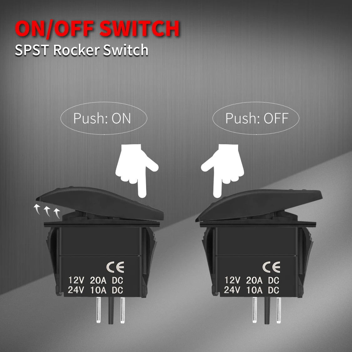 DaierTek Marine Rocker Switch 12V Waterproof Toggle Switch 12V 20A SPST 2 Pin ON/Off Heavy Duty for Boat ATV RZR RV Automotive