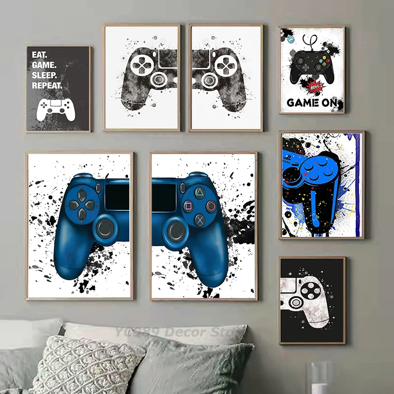 Gaming Room Gamepad Graffiti Canvas Paintings Abstract Posters and Prints Wall Art Pictures Gamer Gift for Boys Room Decor