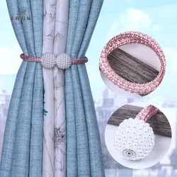 Home Bedroom Living Room Mini Curtain Buckle Thick Rope Large Pearl Magnetic Buckle 2.5cm Pearl Buckle Curtain Strap Tie Rope