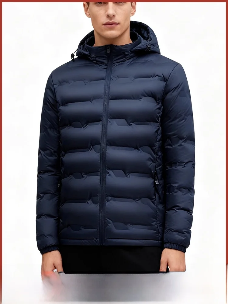 

Ultra-Lightweight aphene Lo-In Hooded Jaet Men's Removable Cap Sli Versatile Winter Cotton Coat Busin Casual