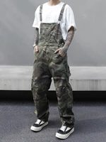 Men's Multi-Pocket Camouflage Printed Denim Overalls - Cotton, Non-Elastic, Machine Washable - Ideal for Casual Outings