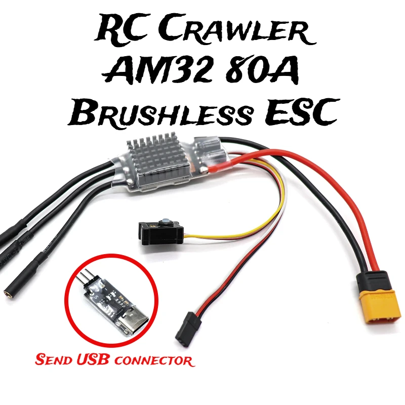 RC Crawler AM32 ESC 80A ESC Power System Brushless Motor Combo RM-S20 Combo 80A ESC for RC CAR Axial SCX10 Traxxas TRX-4 TRX-6