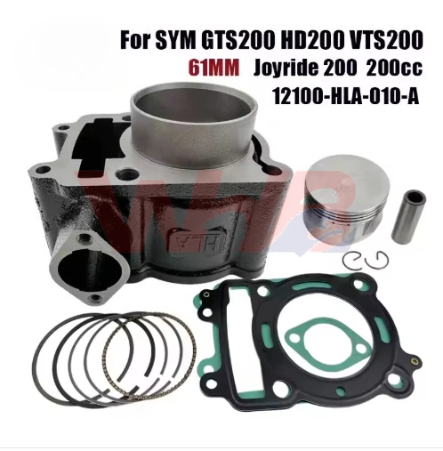 

STD 61mm Motorcycle Cylinder Piston Kit Fit For SYM GTS200 VTS200 HD200 Joyride 200 Scooter Engine Parts 12100-HLA-010-A