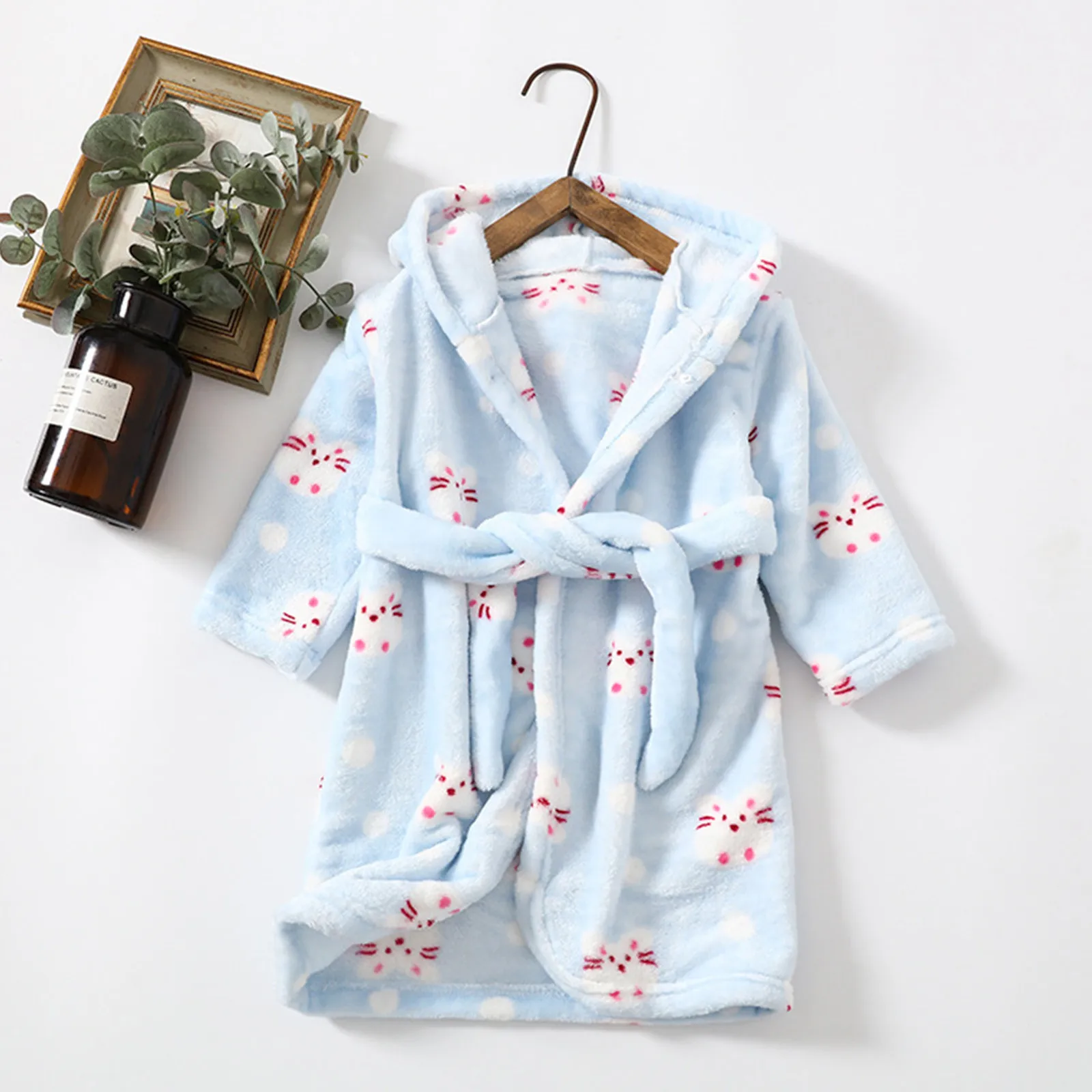 Baby Girls Clothes Winter Flannel Robes for Kids Teen Girls Bathrobe for 2-12 Y Children Pajamas Robes Pink Blue Navy Bath Towel