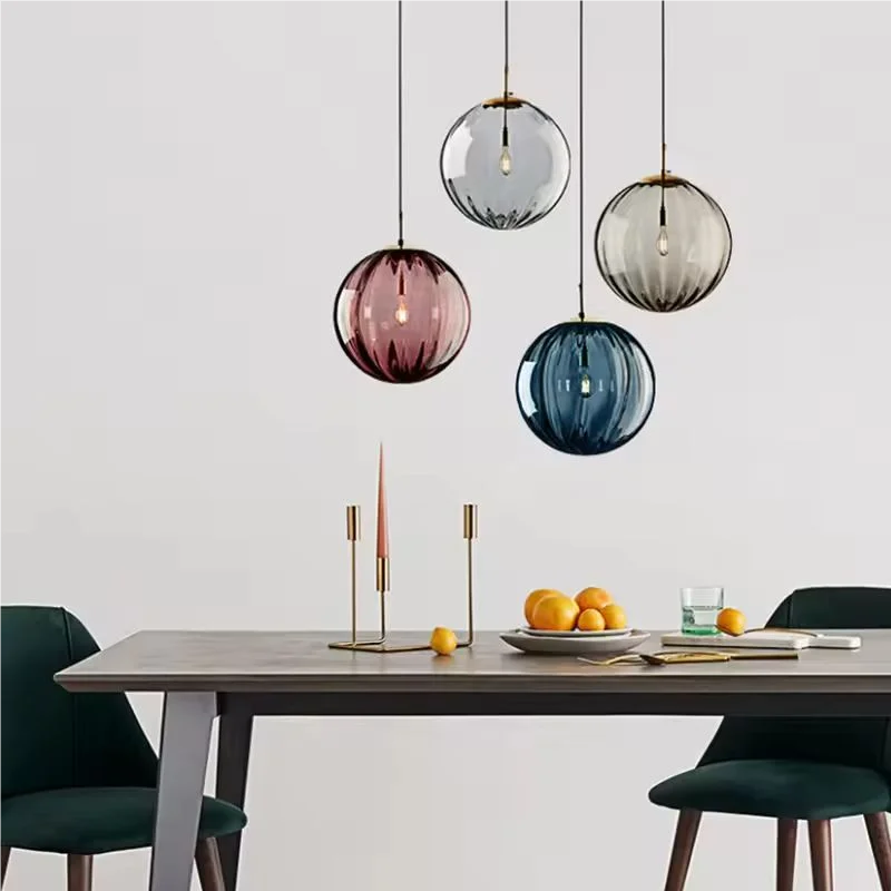 

Decorative Modern Nordic Drop Chandelier Suspension Round Glass Ball Pendant Lights for Hotel Bedroom Living Room Home Lights