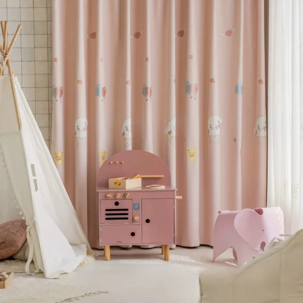 

Современные простые игривые шторы с мультяшным принтом, затемняющие шторы с вышивкой милой маленькой собачки для комнат для девочек, детские шторы