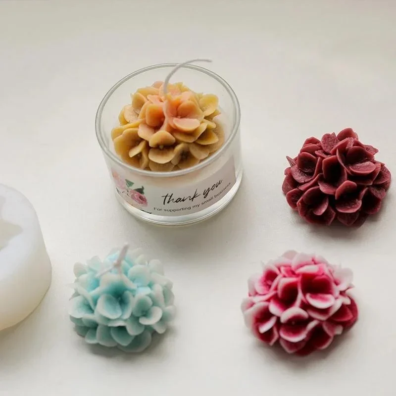 Petal &Cutter Silicone Mold Decoration Plant Soap Flowers Candle Moulds Bouquet Making Clay Silicone Hydrangea Flower Molds