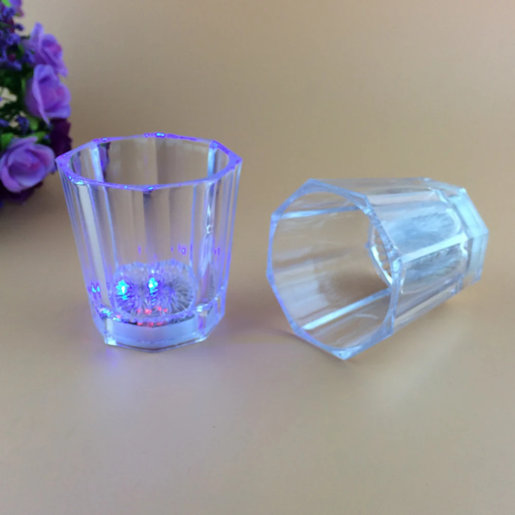 

20 pcs LED Rainbow Beer Cup Luminous Octagonal Glass Water Induction Flashing Light Up Mug Party Bar Wedding Accessories