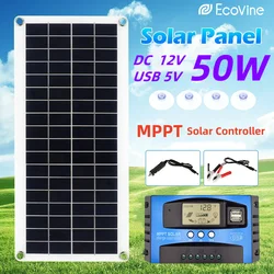 Solar Panel 12V DC 5V USB Type-C Charge Portable Flexible Kit Lightweigh System For Phones Car Camping Hiking Power Banks IP65