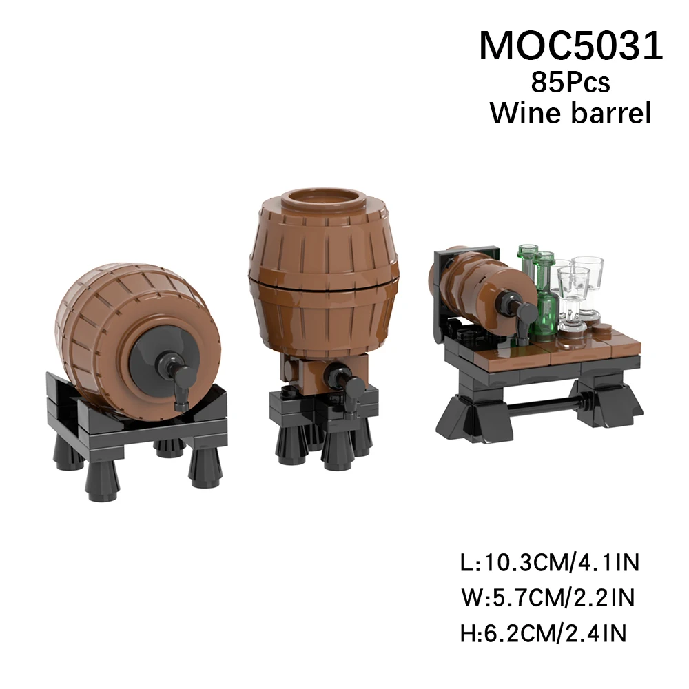 MOC5031 Medieval Military War Wine Barrel Wine Glass Compatible Figures Building Blocks Educational Toys For Children Boys Gifts