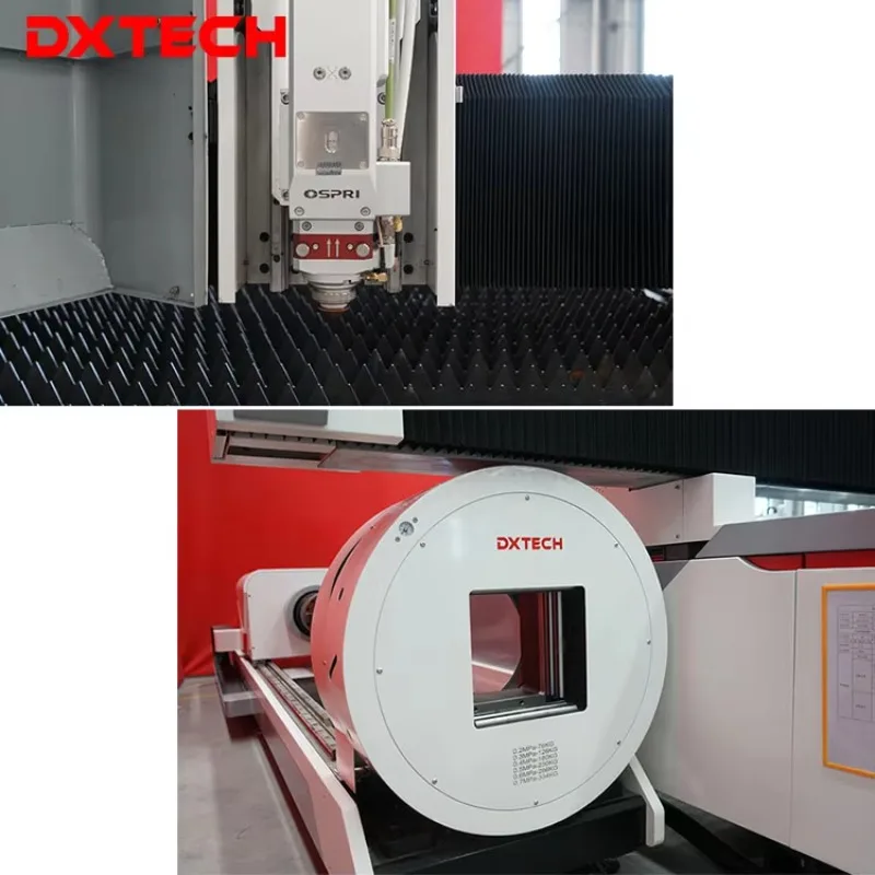 DXTECH 6 M آلات القطع بليزر الألياف والألواح والألياف للصفائح المعدنية المصنوعة من الألومنيوم مع سعر منصة التبادل مضخة سرير حديدية 1000 وات