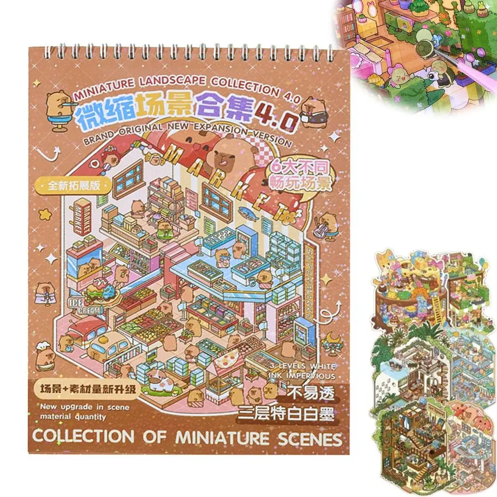 

Миниатюрная коллекция сцен для домашних животных, декомпрессия, визуальное укладка, 3D карманная кабина, наклейки для сцены, сделай сам, игровые наклейки, подарки для детей