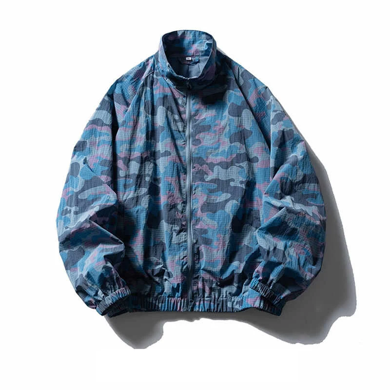 Japanese Outdoor Camouflage Sun Protection Jacket for Men Lightweight Breathable Windproof Water-repellent Stand-up Collar.