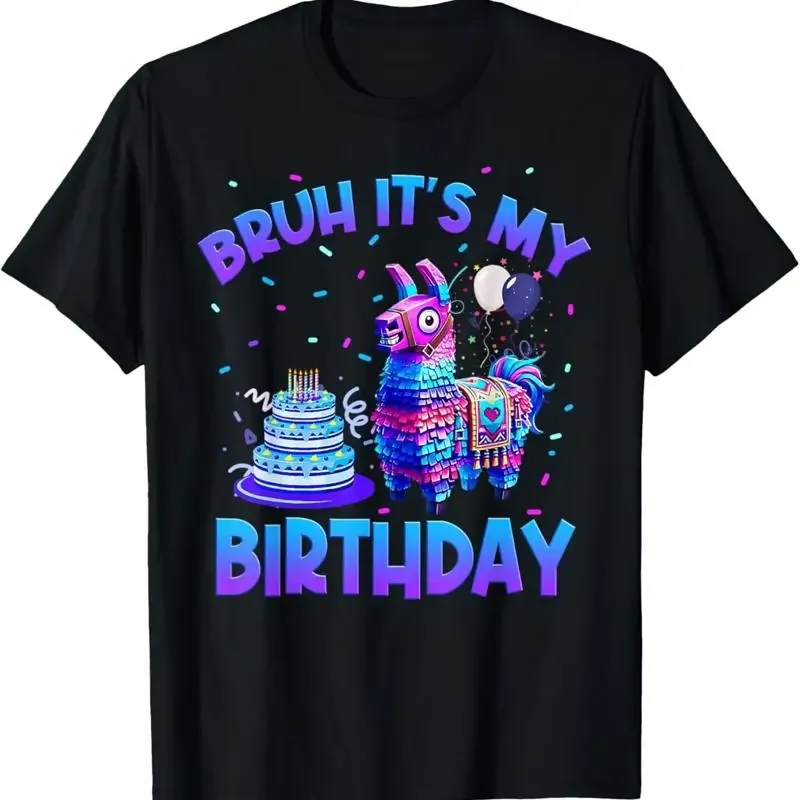 Bruh Its My Birthday Llama Funny Pinata Birthday Boys T Shirt