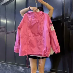 2023 Autumn Quick Dry Women's Jackets Coats Windbreaker Sun Protection Patchwork Color Double Zipper Thin Summer Women Clothing