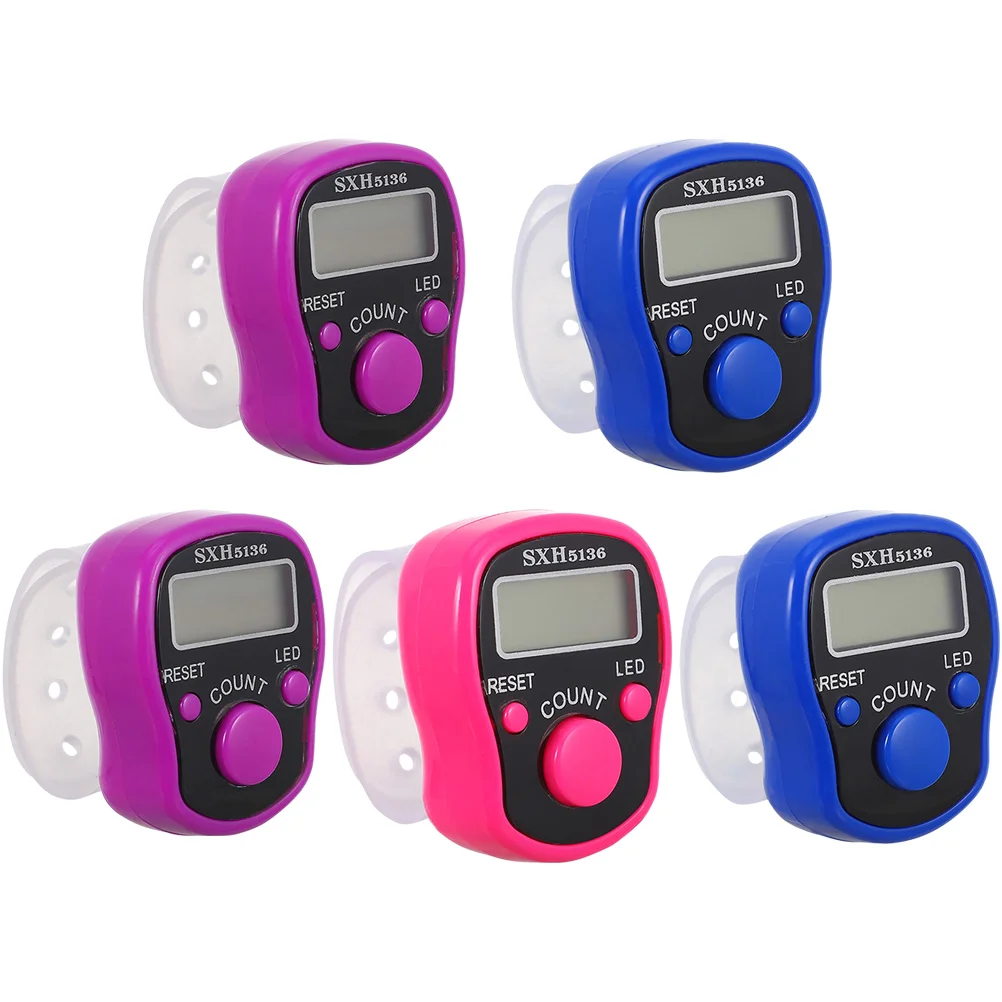 5 Pcs Counters Hand Finger Clicker Handheld 1070X300X150CM Resettable Electronic Digital Colorful Tally