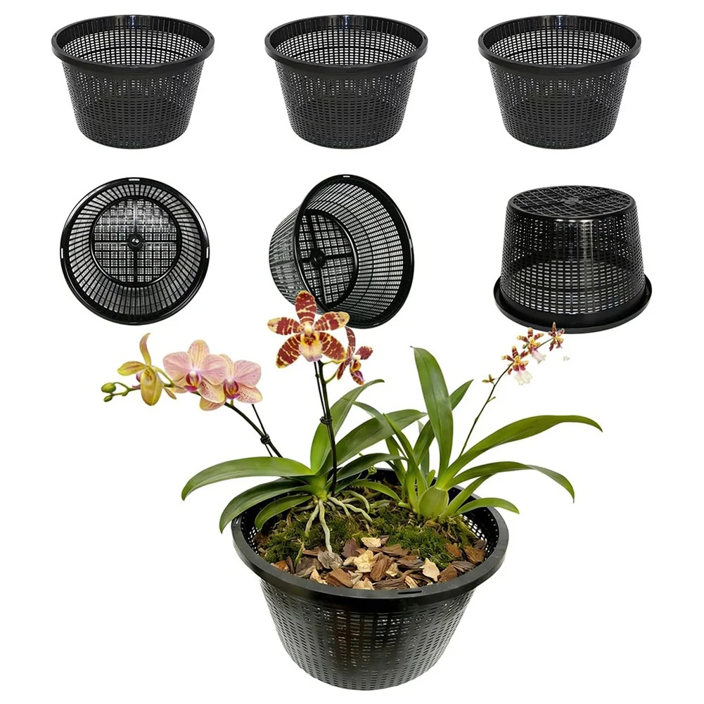 Round Pond Basket for Live Aquatic Plants with 8.5 Inch Outer Diameter Mesh Net and Reinforced Edge for Long Term Submerged Use