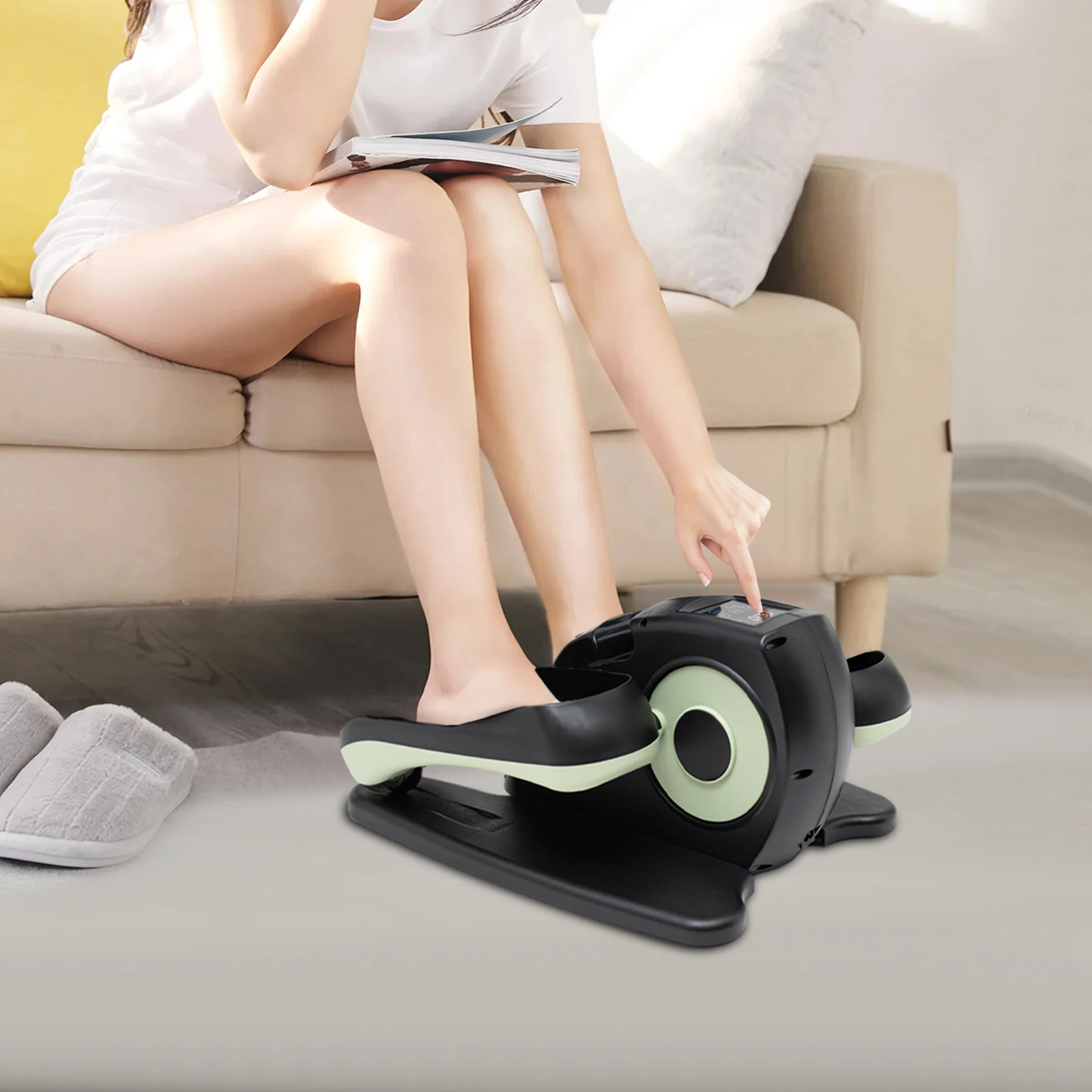 

Green Under Desk Elliptical Machine, Foot Pedal Exerciser with Rubber Anti-slip Pads for Homes, Gyms, Hospitals, Nursing Homes