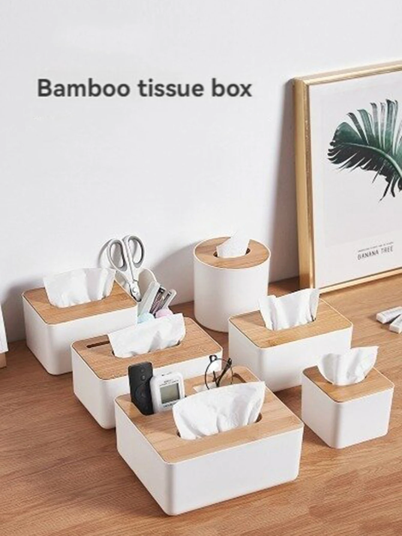 Plastic Tissue Box Wooden Lid Square Napkin Holder Container Wet Tissue Paper Dispenser Case Modern Home Car Organizer