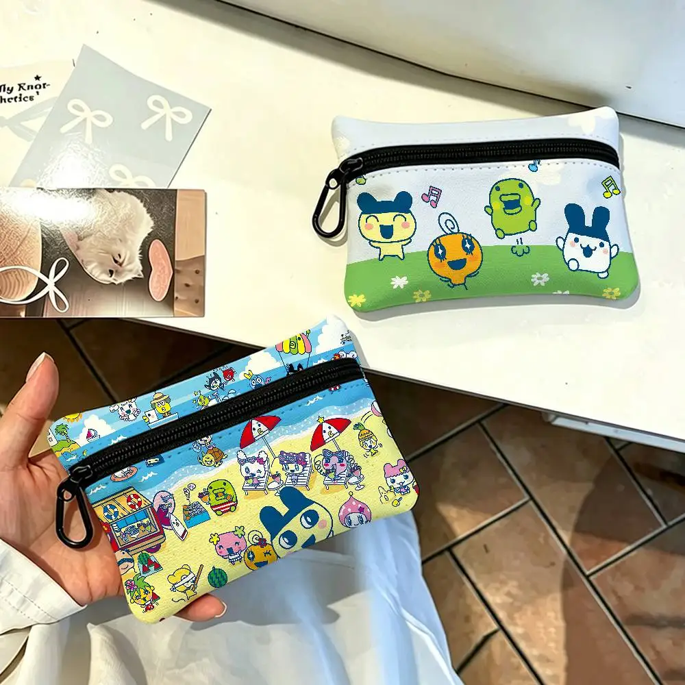 Classic T-Tamagotchi Multifunctional Oxford Cloth Small Pouch With Hook Mini Coin Wallet Earbud Storage Bag