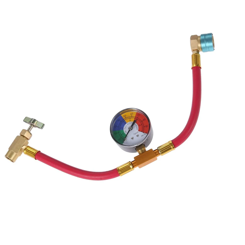 R1234YF Refrigerant Charging Pipe Kit 600‑3000PSI Hose 200PSI Gauge 1/2 LH Can Opener Tap For Vehicle AC Maintenance