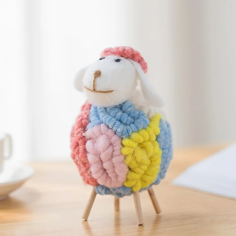 

Cute Handmade Wool Xmas Christmas Holiday Home Decoration Party Supplies Statue Miniature Felt Sheep Figurines