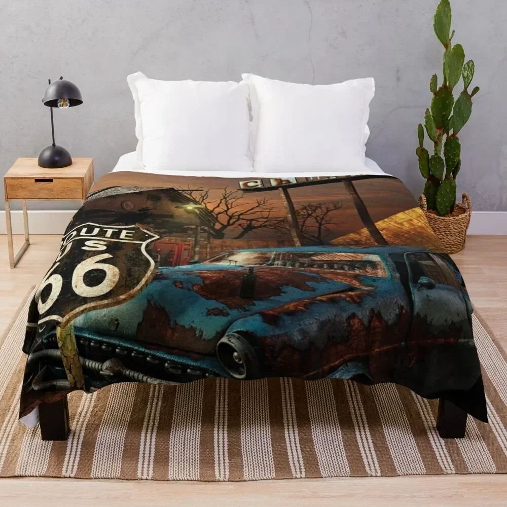 

ROUTE 66 Throw Blanket Modern Design Soft Blanket for Home Decor