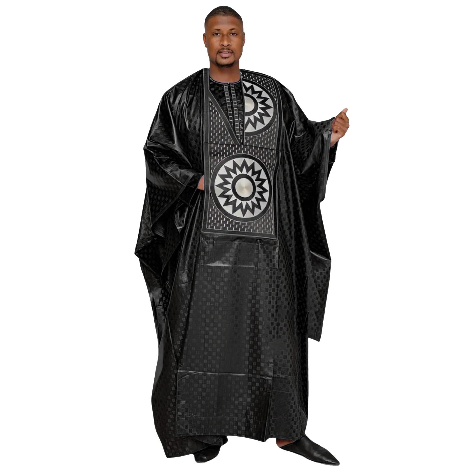 African Clothing For Men Traditional Bazin Riche Embroidery Design Top Long Sleeve 3 Piece Set
