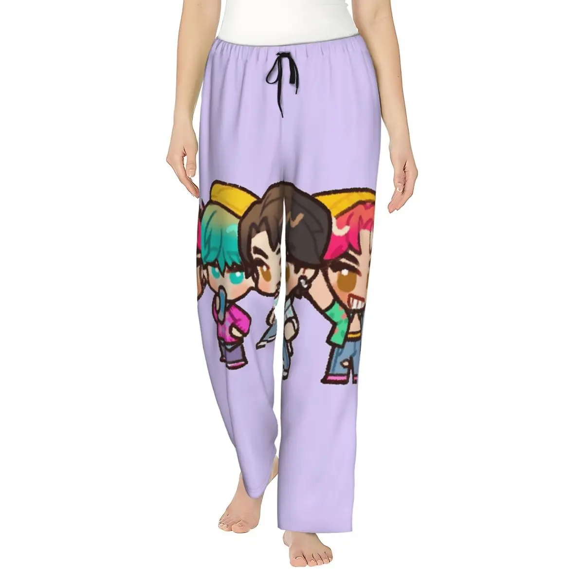 

Saja Boys Cartoon Style Kpop Demon Hunters Pajama Pants Soft Warm Elastic Waist Pajamas Loose Retro Sleepwear Bottoms Trousers