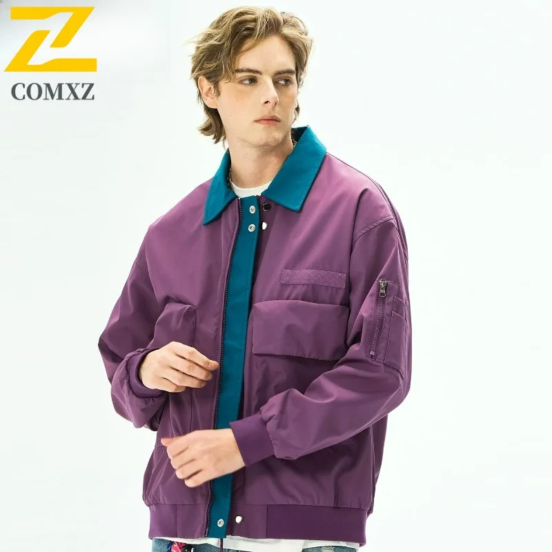 

COMXZ Мужская куртка 2025 Новая легкая минималистичная куртка с воротником-стойкой, модные уличные куртки для кемпинга, осеннее приключенческое ветровка, пальто