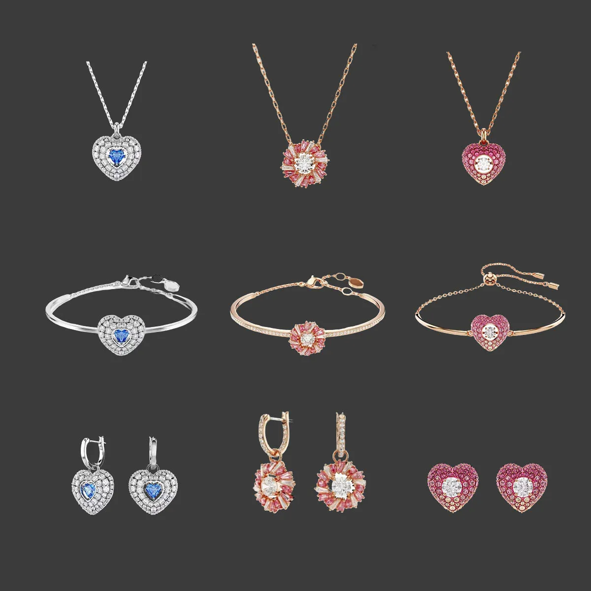 

2025 New High Quality Light Luxury Zircon Necklace Pendant S925 Jewelry Set with Concealed Heart Design - Anniversary Gift