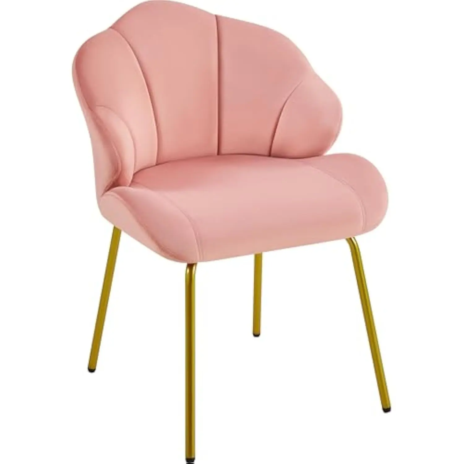 

Vanity Chair, Velvet Accent Chair with Shell-Shaped Backrest, Modern Armchair with Gold Metal Legs for Dressing Room/Bedroom/L