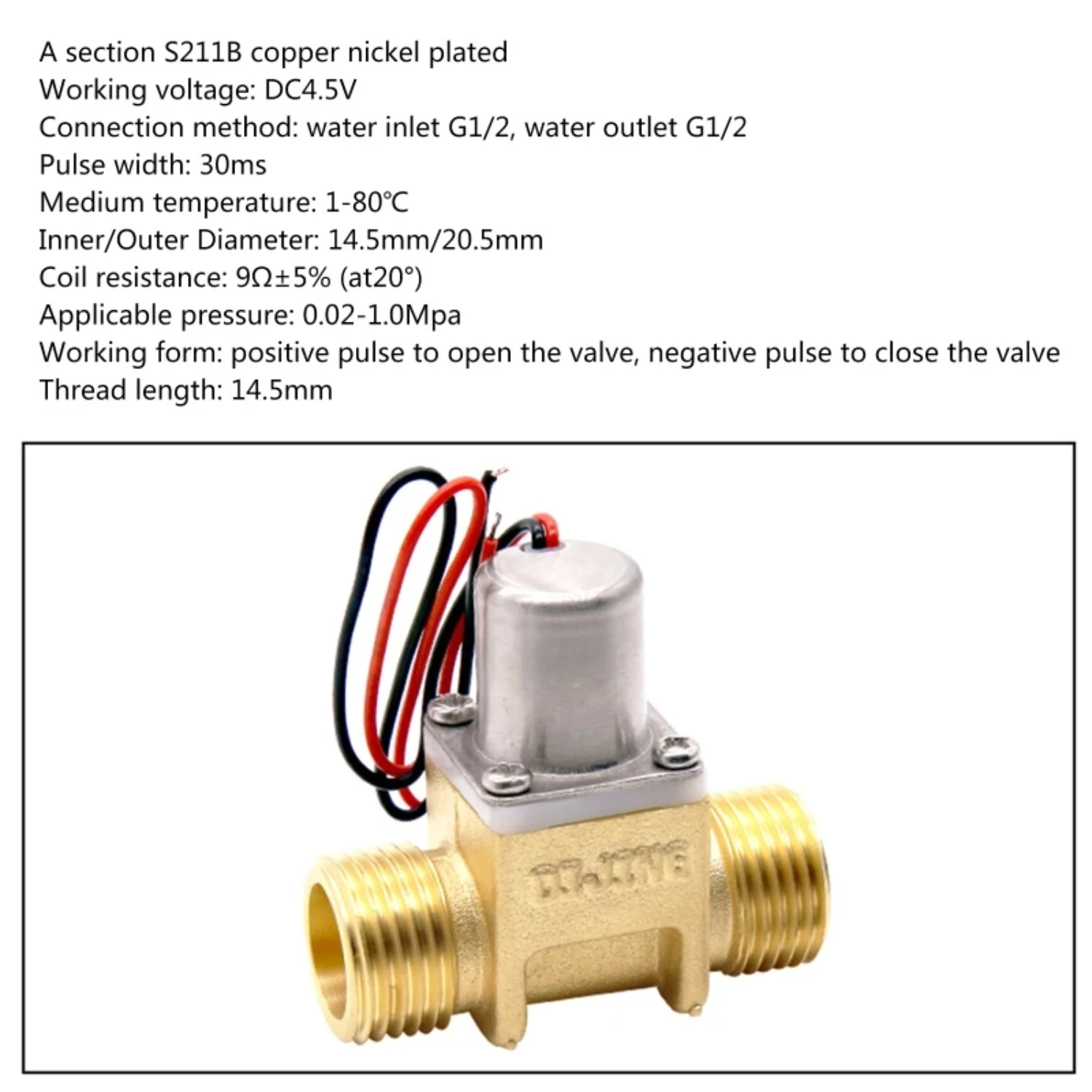 DC 4,5 V Magnetventil Messing Magnetventil Wasserdurchfluss Abflussventil Elektromagnetische Va