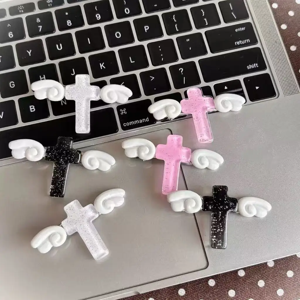 Y2K Gothic Angel Wing Cross Hair Clip Sweet Cool Barrettes For Women Girls Harajuku Hair Accessories Cosplay Side Bangs Cosplay
