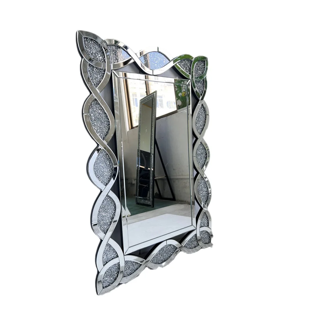 Mirror rhinestone round hanging mirror glass dressing makeup wall bathroom mirror
