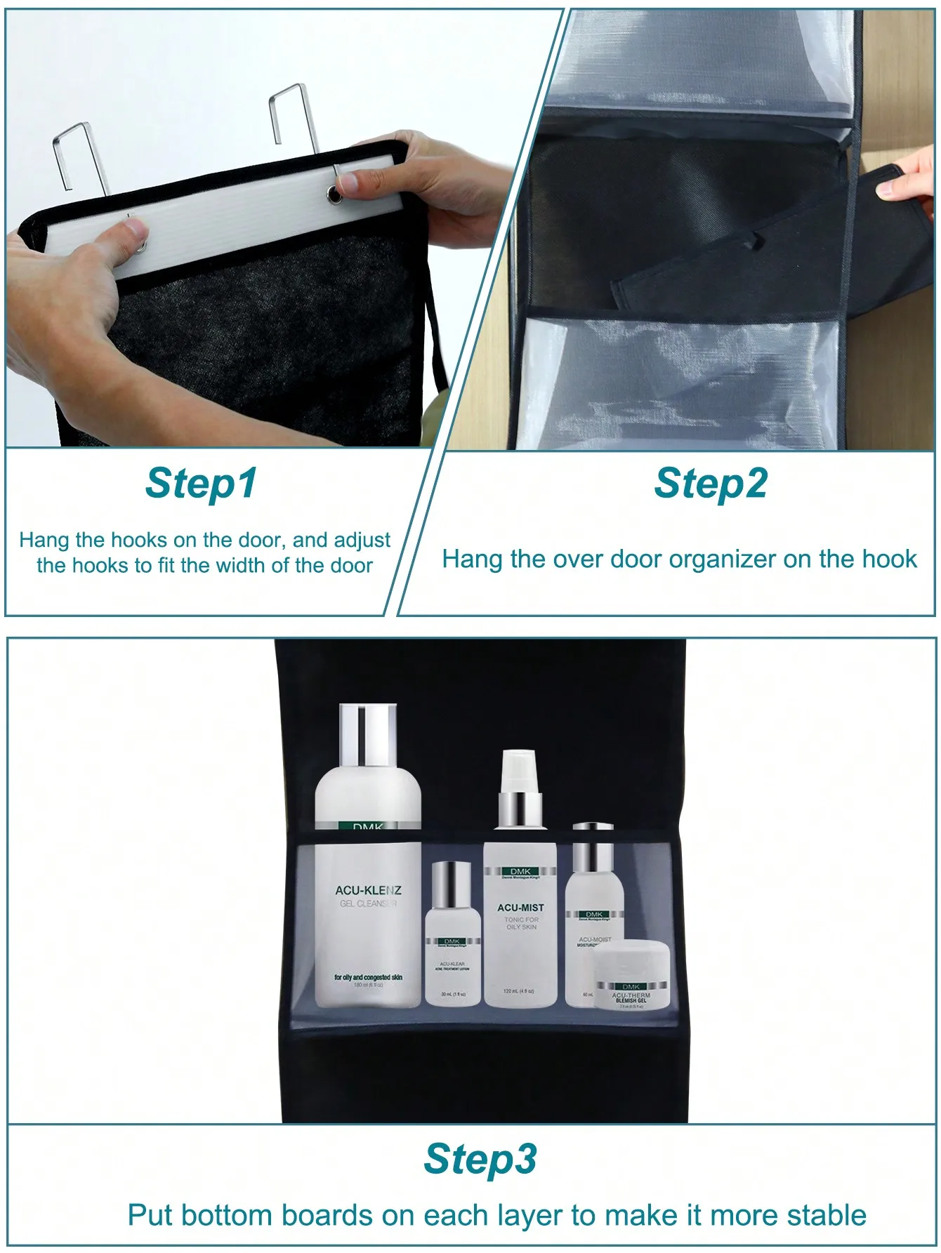 1 قطعة 4 طبقة فوق الباب منظم معلق ، منظم تخزين معلق على الحائط لمستحضرات التجميل ، حامل شبكي ذو سعة كبيرة مع شفاف #6