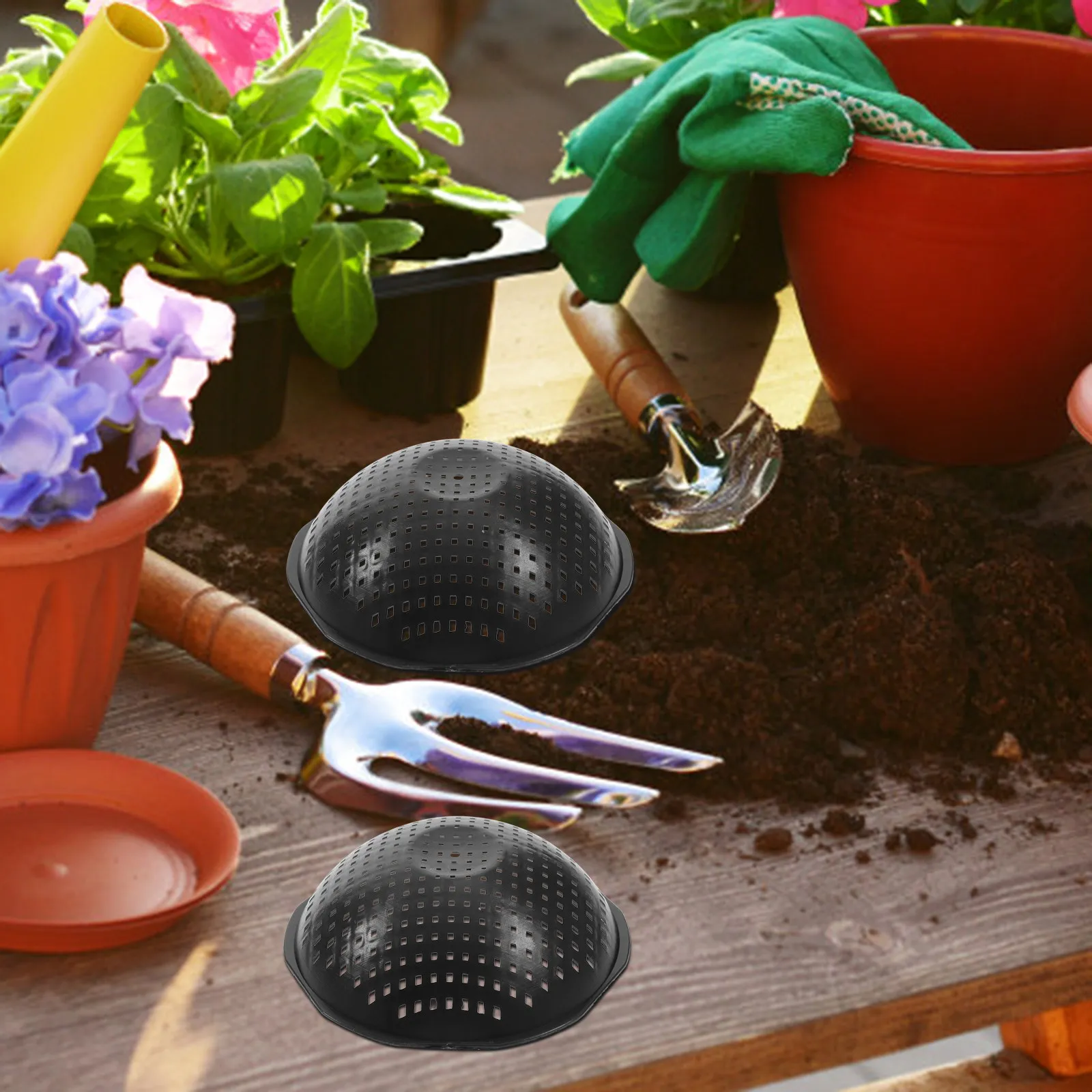 50Pcs Flower Pot Hole Mesh Pads Reusable Plastic Planter Bottom Net Mat Keeps Soil in Place Flowerpot Accessory