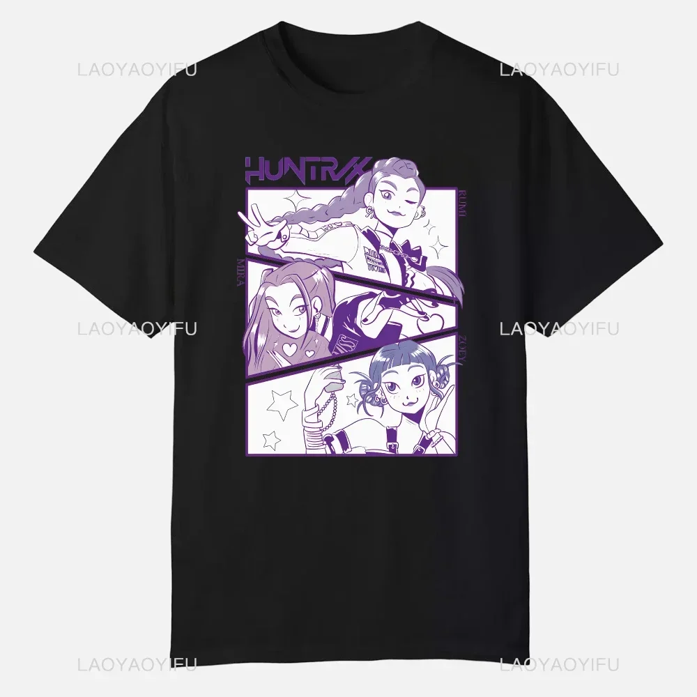 KPop شيطان الصيادين الرجال الملابس الجرافيك قمم جودة قصيرة الأكمام الصيف تيز ملابس مخصصة مضحك الشارع الشهير القطن تي شيرت #4