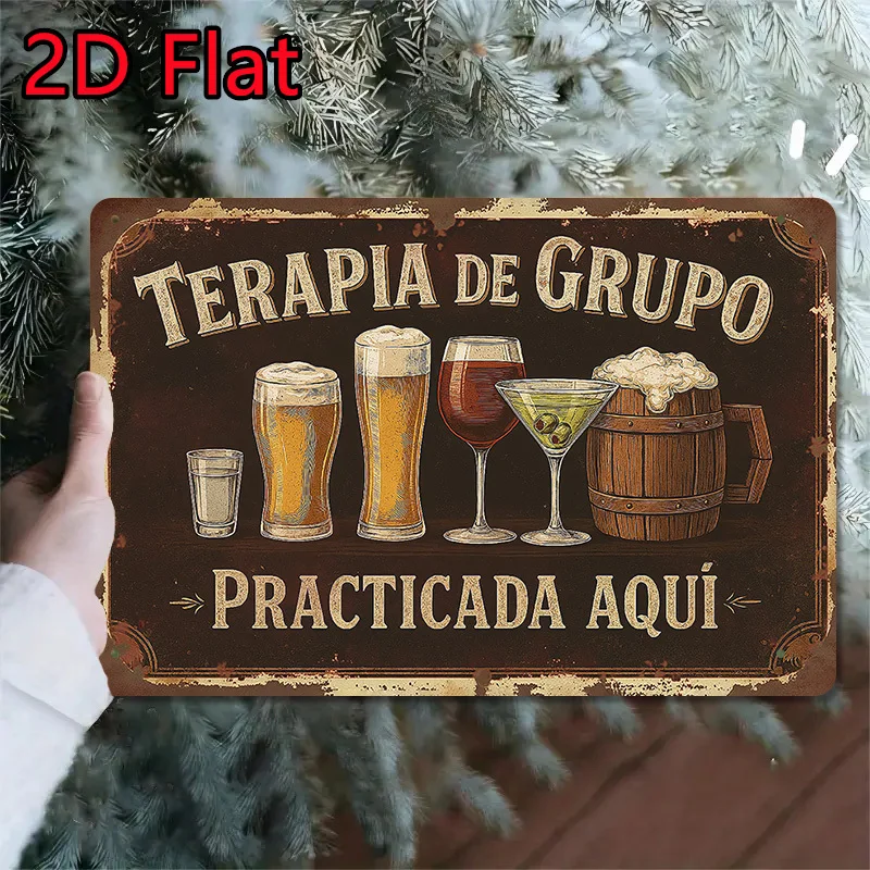 2D Flat, 1pc Vintage Metal Wall Art Sign with 