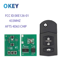 Okey Flip Remote Car Key 433MHz 4D63 AFTS Chip For Mazda 2 3 5 6 Mitsubishi system SKE126-01 SKE126-A1