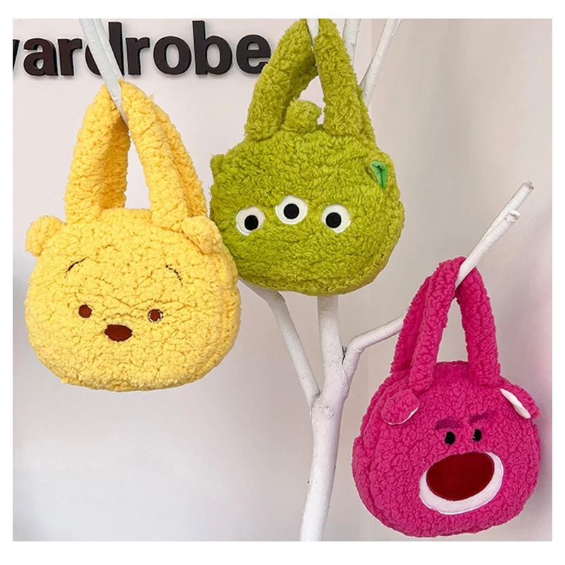 Disney-Bolso de mano de dibujos animados para mujer, mochila Kawaii de felpa, Winnie The Pooh, Lotso Alien, carteras de gran capacidad, regalo para