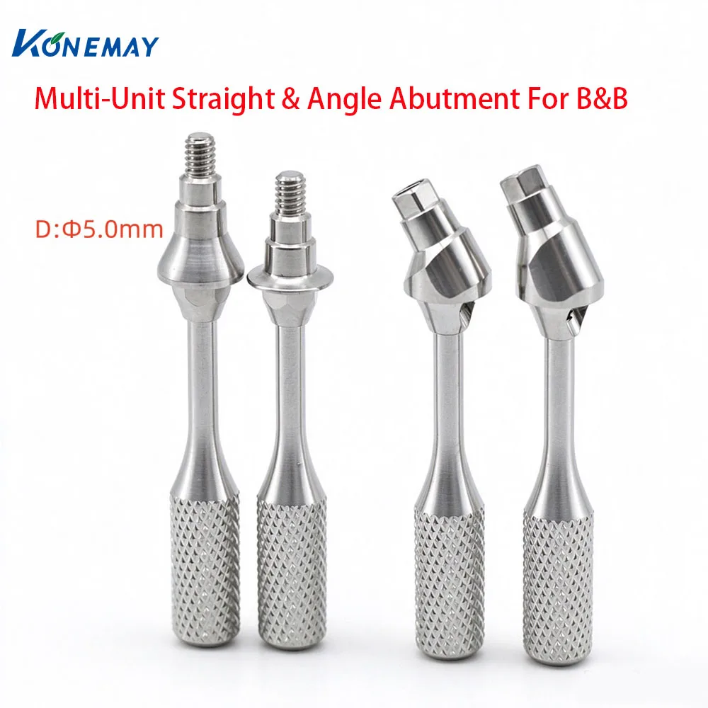Konemay 10 pcs Dental Multi-Unit Straight & Angle Abutment For B&B Φ5.0mm Titanium Dental Implant Lab Restoration Accessories