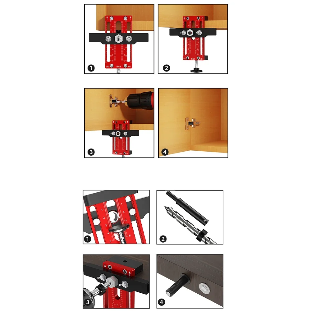 1/4/13pc キャビネットドア取り付けポジショナー取付ジグサポートフレームクランプ付きアルミ合金ボディ木工ツール