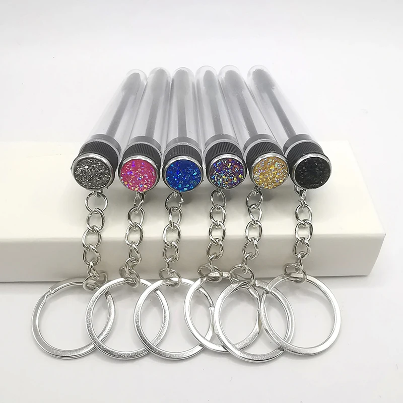 1pcs Keyring Eyelash Spoolies Brush Mascara Wand Tubes With Diamond Key Chain Eyelash Extension Makeup Tools