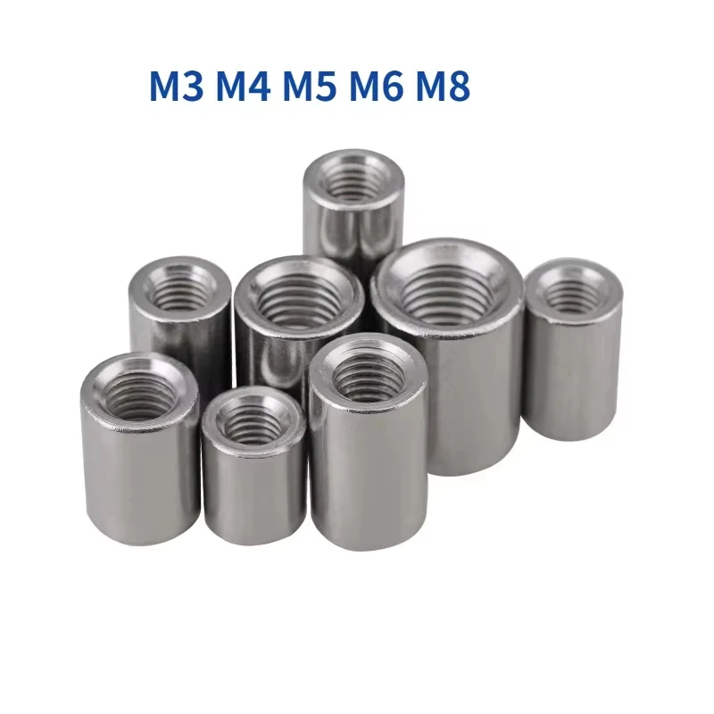 1000pcs M4x8x6mm 304 Stainless Steel Extend Long Lengthen Round Coupling Nut Connector Joint Sleeve Tubular Nut