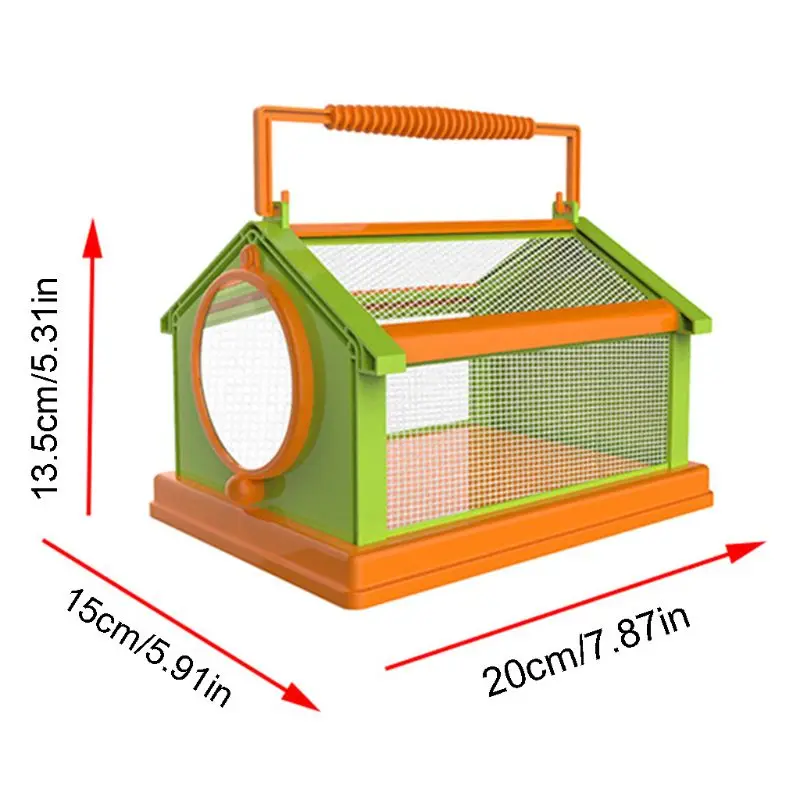 Insect Critter Keeper with Handle Easy to Observe Portable Plastic Terrarium for Bugs Lizards Frogs Insect Cage