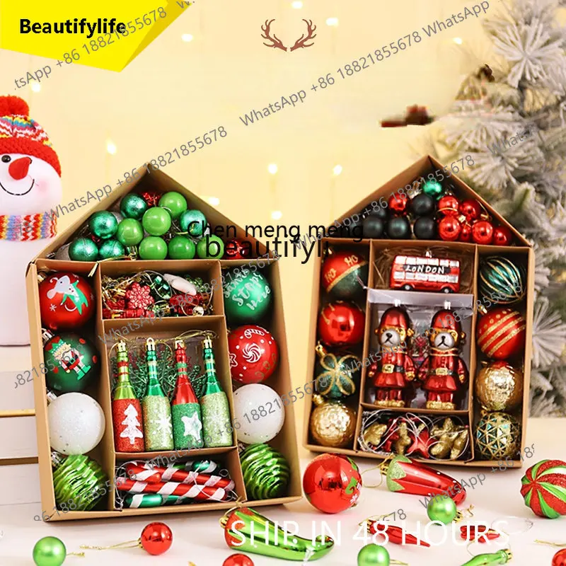 cn8350 ssyj Christmas Ornament Ball Special-Shaped Decoration Ball Boxed Electroplating Colored Drawing Ball Christmas Tree Orna