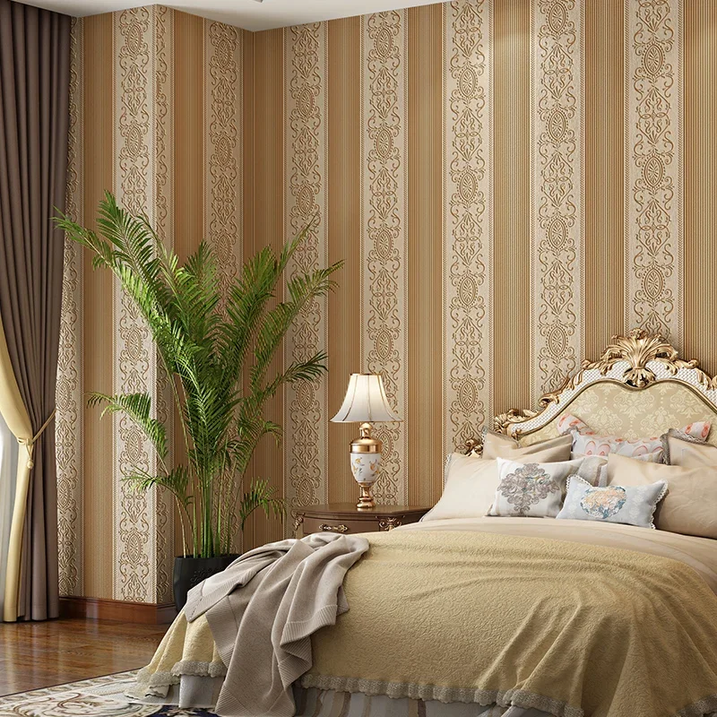 European Style Large Flower Wallpaper Luxury Palace Style Gold Red Wallpaper Non Self-adhesive Living Room Bedroom Background